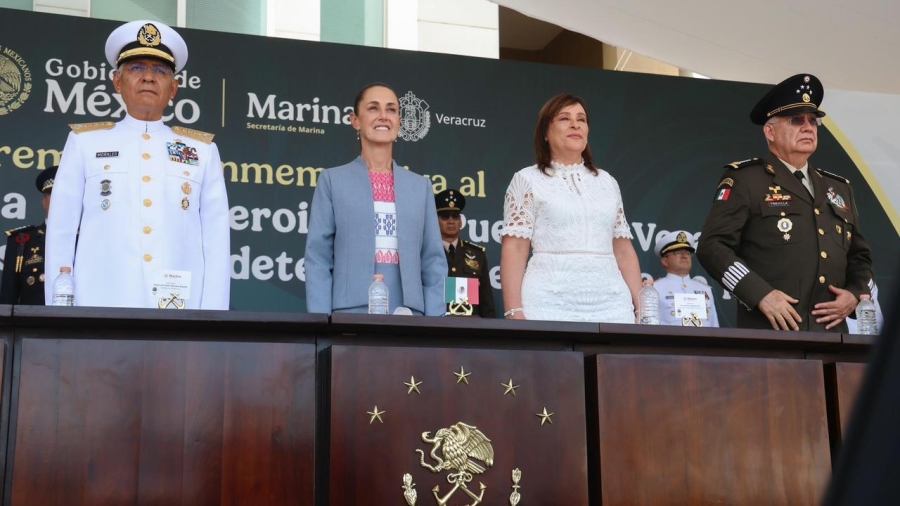 «El amor a la patria vence al entreguismo»: Sheinbaum encabeza Jura de Bandera de 419 cadetes navales