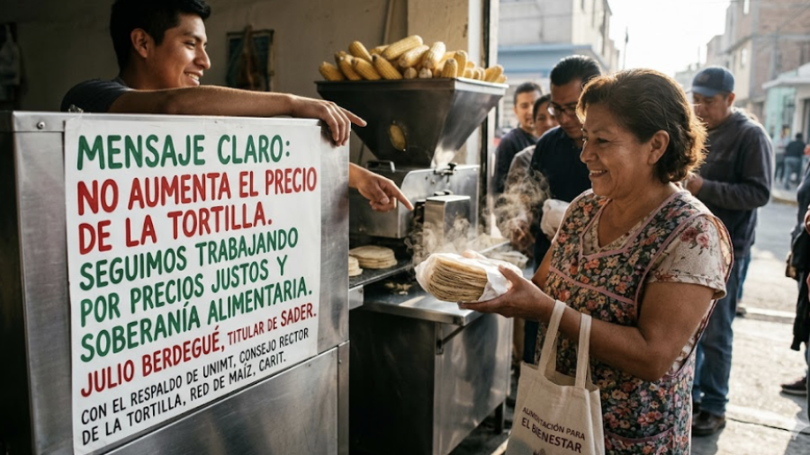 Precio de la tortilla se mantiene estable: Sader pacta con industriales para proteger la economía familiar