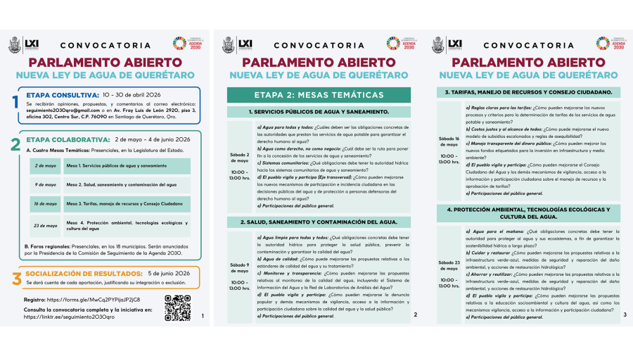 La ruta ciudadana: Congreso lanza fechas y convocatoria del Parlamento Abierto para la Ley del Agua