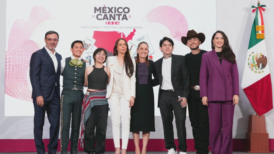 “Sin apología a la violencia”: Sheinbaum, Junior H y Majo Aguilar lanzan la convocatoria de “México Canta 2026”