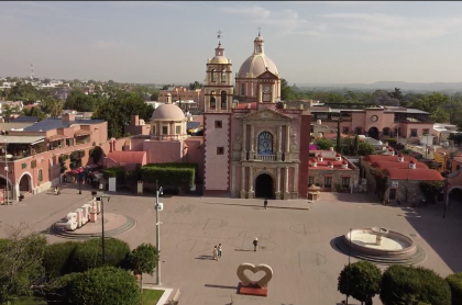 Vista aerea de la plaza principal de Tequisquiapan Querétaro