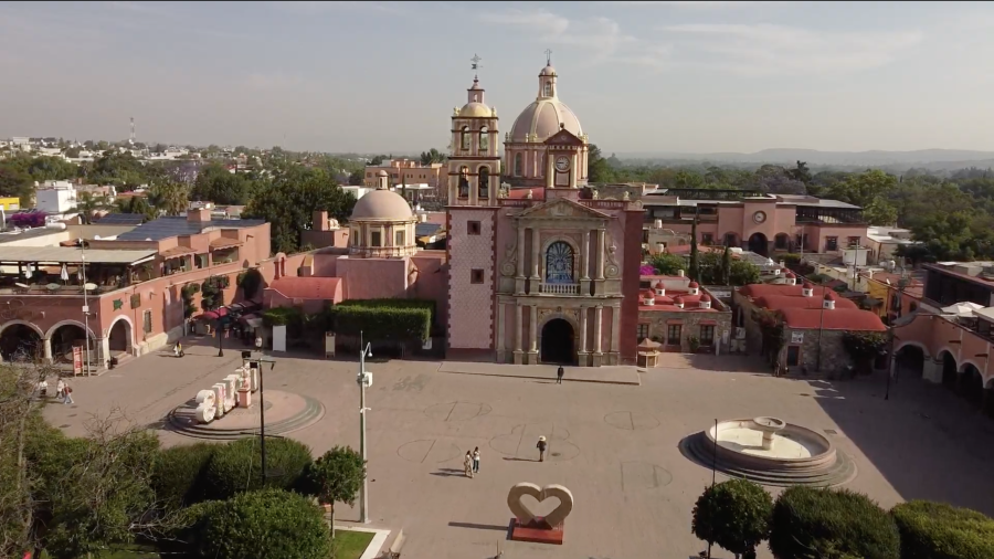 Vista aerea de la plaza principal de Tequisquiapan Querétaro