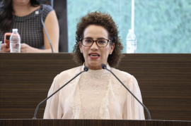 La Diputada Adriana meza desde la tribuna del Congreso de Querétaro